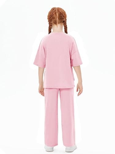 Haloumoning Girls Clothing Sets Summer Oversized T Shirts and Wide Leg Pants Kids Fashion 2 Piece Outfits 4-14 Years thumbnail 5