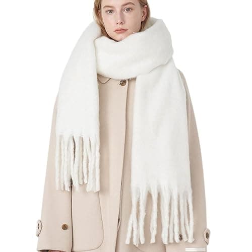 OUNIYA Large Chunky Scarf Oversized Fluffy Scarves Blanket Big Wool Thick Winter Warm - Image 1