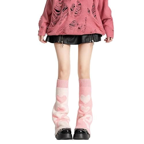 WODECASA Girls Kawaii Leg Warmers Knitted Flared Leg Sleeves Goth Crochet Baggy Cuff Ankle Heap Socks thumbnail 3