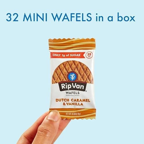 Rip Van Wafels Dutch Caramel Mini Stroopwafels, Low Carb Snacks, Non GMO Snack, Keto Friendly, Office Snacks, Low Calorie Snack, Low Sugar, 32 Pack thumbnail 6