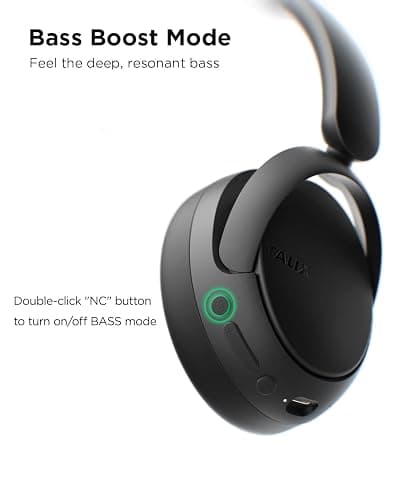 TALIX H30 Hybrid Active Noise Cancelling Headphones, 110H Playtime Hi-Res Audio Bluetooth 6.0 Wireless Over Ear ANC Headphones for Commute/Travel (Black) thumbnail 6