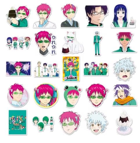 50Pcs Anime Stationery Stickers The Disastrous Life of Saiki K Sticker Stationery Student Cartoon Waterproof Graffiti Decorate thumbnail 3