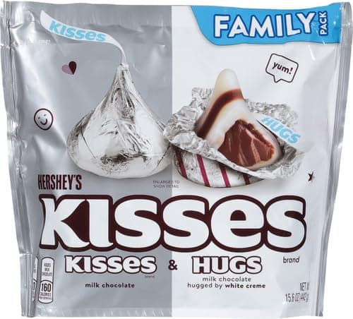 HERSHEY'S HUGS & KISSES Milk Chocolate and White Creme Candy Family Pack, 15.6 oz thumbnail 3