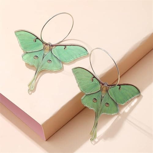 Moth Butterfly Earrings.Punk Insect Drop Earrings Color Acrylic Moth Wing Earrings Statement Black Earrings Party Jewelry for Women thumbnail 4