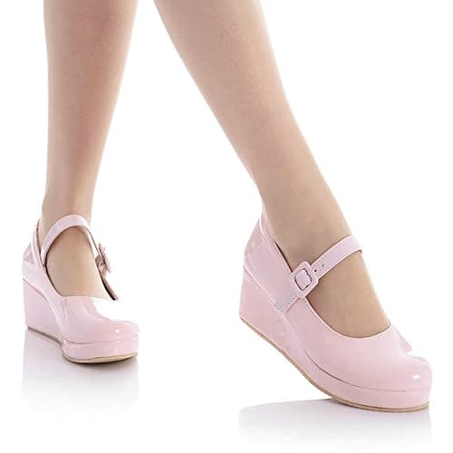 Parisuit Womens Mary Jane Wedge Platform Shoes Patent Leather Ankle Strap Pumps Sweet Shoes thumbnail 7