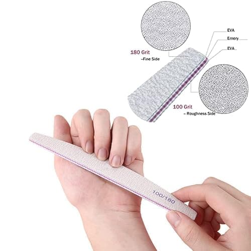 Professional Nail File Set - 6 Pcs 100/180 Grit Emery Boards for Gel, Acrylic & Natural Nails thumbnail 3