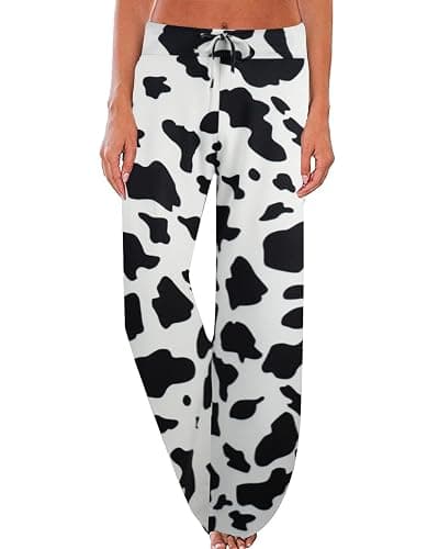 NEWCOSPLAY Women's Comfy Pajama Pants Casual Drawstring Palazzo Lounge Wide Leg Pants - Image 1