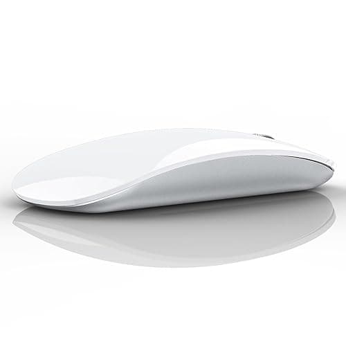 TENMOS M18 Bluetooth Mouse, USB C Rechargeable Wireless Mouse, Triple Mode (Dual Bluetooth+USB) Computer Silent Mice Portable with USB Receiver and Type C Adapter for Laptop/MacBook/iPad/PC - White - white