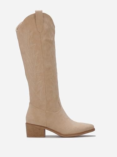 La Modeuse-Bottes, Cuissardes-Bottes Santiags en suédine à surpiqûres décoratives thumbnail 2