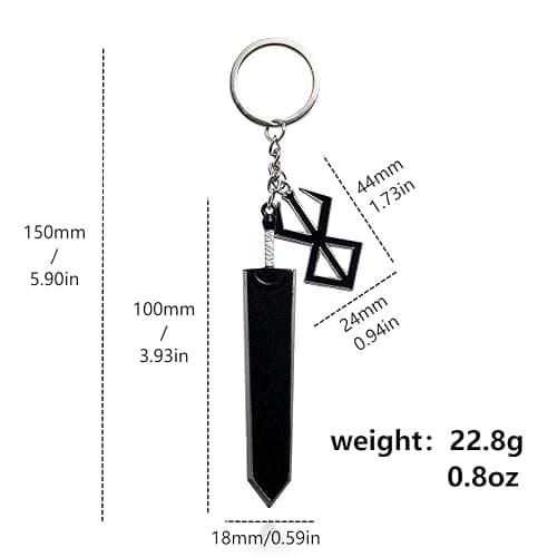 FunBoat Berserker Guts Sword Necklace Keychain - Berzerk Behelit Chains - Gift for Women Men and Fans thumbnail 2