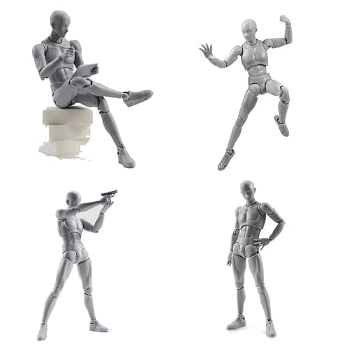 gnallang Action Figures PVC Model (Grey Color) with Box Drawing Figure Models for Artists(Female+Male) thumbnail 5