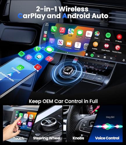 Teeran 2 in 1 Wireless CarPlay and Android Auto Adapter, Easy Setup Plug and Play, Fast Seamless Use, Supports 1000+ Cars with Built-in Wired CarPlay/Android Auto Compact Car Adapter 2026 Upgraded thumbnail 3