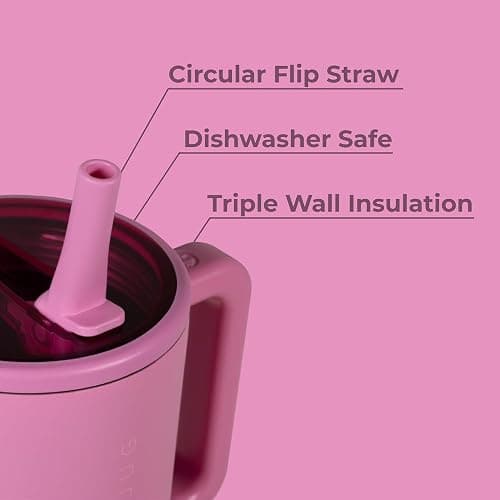 HydroJug Traveler - 40 oz Water Bottle with Handle & Flip Straw - Fits in Cup Holder, Leak Resistant Tumbler-Reusable Insulated Stainless Steel & Rubber Base - Gifts for Women & Men, Taffy thumbnail 4