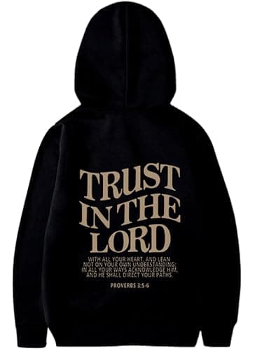 PANOZON TRUST IN THE LORD Hoodie Christian Faith Religious God Tops Man Woman Pullover Sweatshirt Y2K Longsleeve thumbnail 3