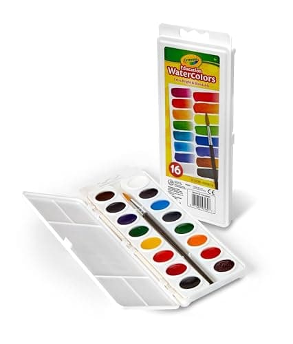 Crayola Watercolor Paint Set (16 Count), School Supplies Essentials, Washable Paint for Kids, 1 Paint Brush, Arts & Crafts, Assorted Colors, Ages 4+ thumbnail 3