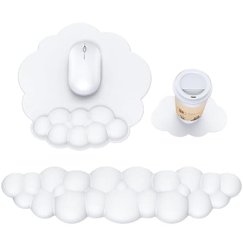 MOKURU Cloud Mouse Pad with Wrist Rest, Cloud Keyboard Wrist Rest, Mouse Pad Wrist Support, Ergonomic Keyboard Mouse Wrist Support White - Image 1