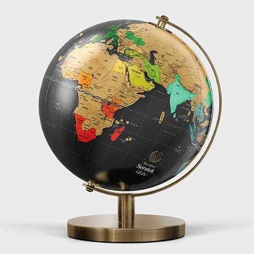 Luckies - Scratch Globe | Scratch Off World Map & Travel Map | Desk Gadgets For Men & Desk Decor | Travel Gifts For Men | Small Globe thumbnail 4