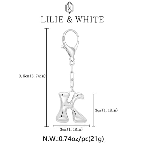LILIE&WHITE Gold Bubble Initial Keychain For Women Handbag Charms Fashion Alphabet Keychain Accessories Gift thumbnail 6