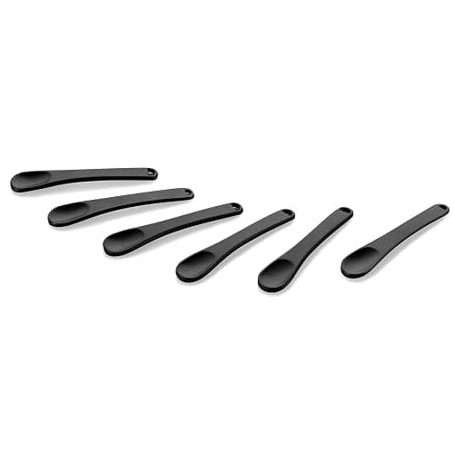 6 Pack Metal Makeup Spatula, Mini Spoon, Beauty Scoop for Facial Cosmetic, Face Mask (Black) - Image 1