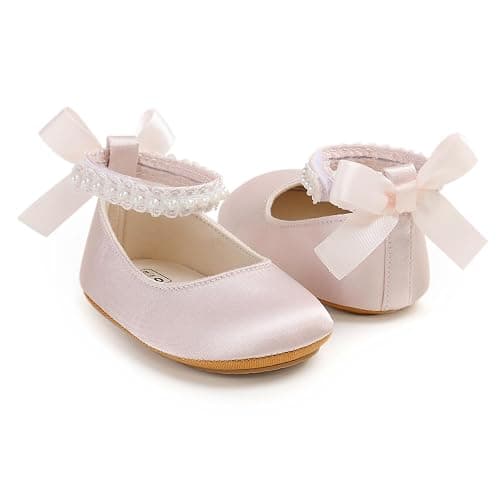 Baby Girls Mary Jane Flats Non-Slip Soft Sole Infant Newborn Walking Shoes Princess Wedding Dress Shoe thumbnail 7