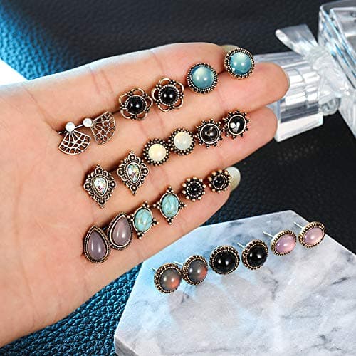 36 Pairs Boho Stud Earrings Set for Women Hypoallergenic Earrings Vintage Bohemian Assorted Earrings thumbnail 8