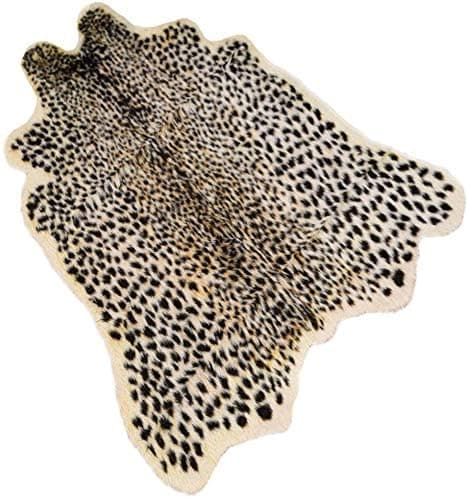Leopard Print Rug,Faux Cowhide,Artificial Carpet,Simulation Cowhide, Leopard, Tiger, Zebra, Cow Hide Mat Animal Print Area Rug Hide Faux Carpet (A) / 40x37inch,3.3x3.1ft thumbnail 3