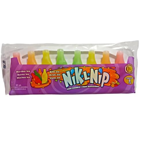 Wax candy Nik L Nips Mini Drinks Wax Bottles 8-Pack - Artificially Flavoured Cherry Cerise, Lemon Citron, Orange, Lime - (Pack of 2) thumbnail 4