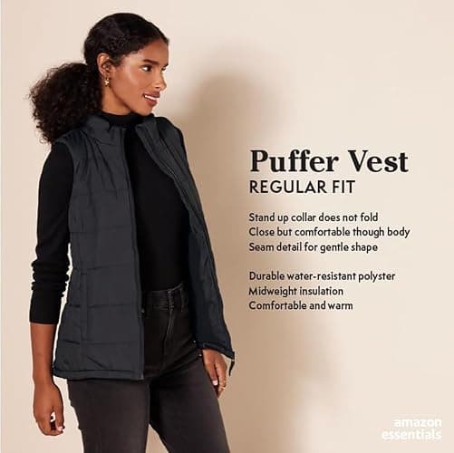 Amazon Essentials Women's Mid-Weight Puffer Vest thumbnail 2