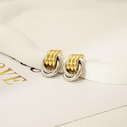 NIXMAX Chunky Gold Knot Earrings thumbnail 4