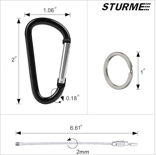 STURME 2" Aluminum D Ring Carabiners Clip D Shape Spring Loaded Gate Small Keychain Carabiner Clip Set Outdoor Camping Mini Lock Snap Hooks Spring Link Key Chain Durable Improved 24 PCS thumbnail 2