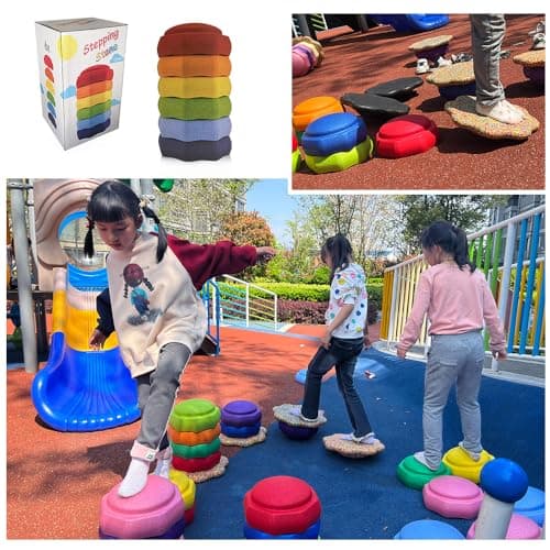 Balance Stepping Stones for Kids, Toddler Stepping Stones,Stepping Stones for Toddlers,Sensory Stepping Stones,and also a Balance Board for kids and a Swing Stool - Image 1