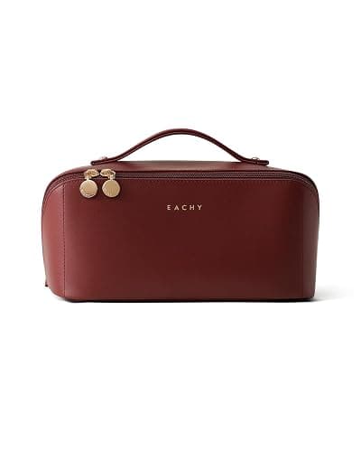 DESK | Amazon | EACHY Travel Makeup Bag,Large Capacity Cosmetic Bags for Women,Waterproof Portable Pouch Open Flat Toiletry Bag Make up Organizer with Divider and Handle - Large - AO-Red thumbnail 5