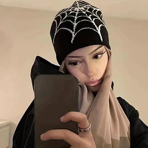 Arcimatto Y2k Spider Beanie Hat Wool Acrylic Knit Skull Cap Winter Warm Streetwear MEA Design Hats for Women Man Teenagers thumbnail 6