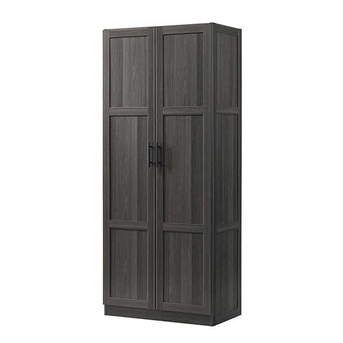 Pemberly Row Engineered Wood Storage Cabinet, Storage Cabinet Furniture Designed for Household Organization Use, Engineered Wood Construction in Dark Wood and Graphite Black Finish - Image 1
