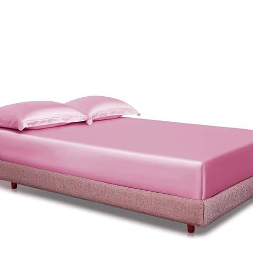 Rajan Linen Luxury Satin Duvet with Fitted Set Full Bed-Sheets –4-Piece Includes: 16”-18” Inch Super Extra Deep Pocket Fitted Sheet – Perfectly Fit Full Size – Pink. - Full - Pink thumbnail 2