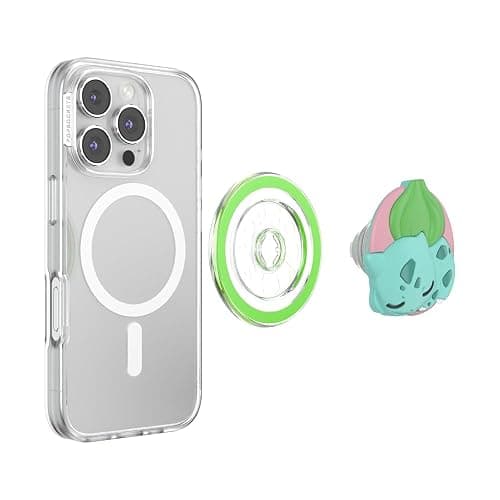 PopSockets Phone Grip for MagSafe with Kickstand, Magnetic Stand, Swappable Top, Secure Hold for iPhone MagSafe Cases, Phone & Tablet Grip, Pokemon Grass Type - PopOut Sleepy Bulbasaur thumbnail 4