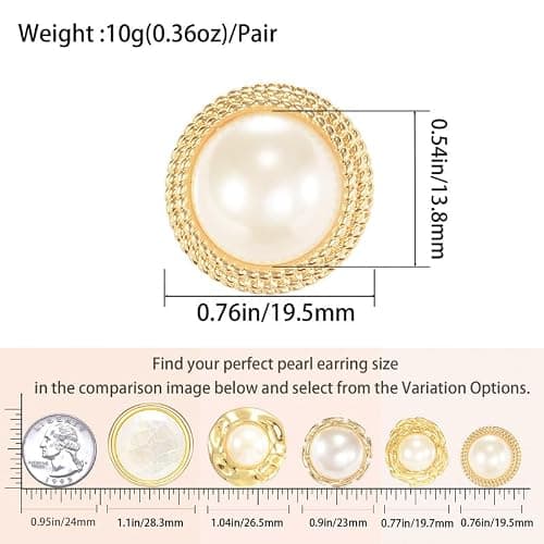 Mierfyni Pearl Stud Earrings for Women, Faux Large Gold Pearl Earrings Studs, Dainty White Big Pearl Earrings Pearl Statement Earrings Gold Studs thumbnail 5