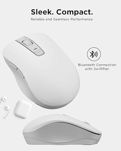 Lenovo Bluetooth Silent Mouse (WL300) - 5 Button Computer Mouse with Silent Left & Right Click – Sculpted Grip, Microsoft Swift Pair, Up to 1600 DPI (White) thumbnail 2