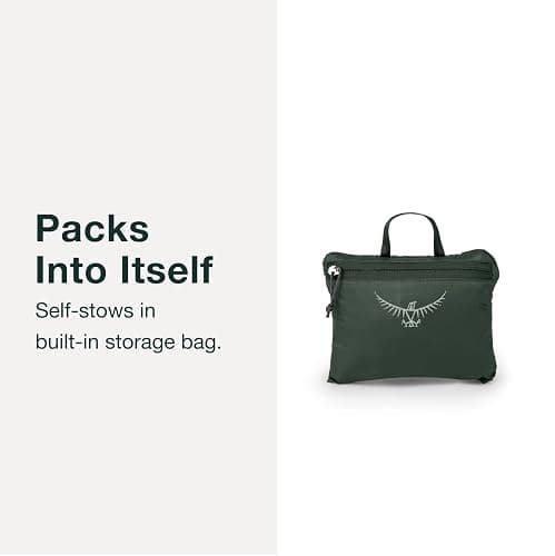 Osprey Ultralight Collapsible Stuff Pack - Lightweight, Packable Travel Backpack — Extra Bag For Travel and Every Day — 18 L Capacity Daypack to Expand Luggage, Tundra Green thumbnail 4