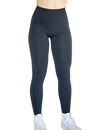 AUROLA Workout Leggings for Women Seamless Scrunch Tights Tummy Control Gym Fitness Girl Sport Active Yoga Pants - Intensify - Medium - Black Marl thumbnail 8