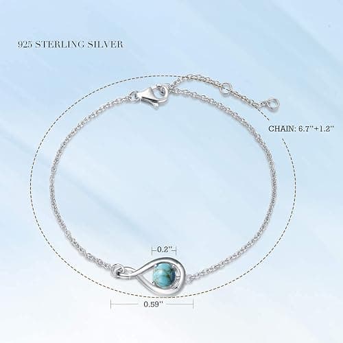 FANCIME Love Bracelet 925 Sterling Silver Infinity Birthstone Bracelets for Women Fine Jewelry Birthday Christmas Gifts for Her Mom Wife, Chain Length 6.7"+1.2" Extend thumbnail 6