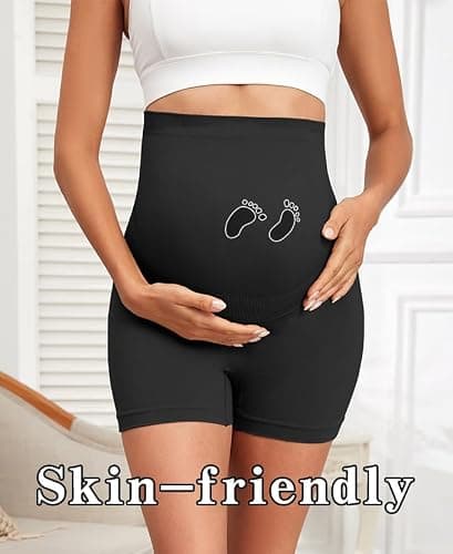 Y25D Maternity Shapewear Seamless Underwear Over Bump Pregnancy Shorts High Waist Panties Under Dress Belly Support thumbnail 2