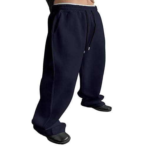 Baggy Sweatpants Men Wide Leg Sweats Pants Loose Cotton Open Bottom Joggers with Pockets Y2k Tall Trousers Streetwear