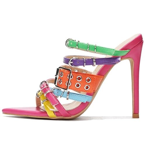 Cape Robbin Women's Slip On Stiletto Heels - 3.75 Inch Pointy Toe High Heels for Women - Dress Heels with Buckle Detail - Lightly Cushioned Comfortable Heeled Mules (Rasia-2) - Image 1