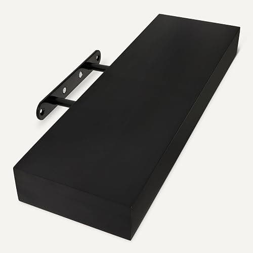 Amazon Basics Wood Floating Wall Shelves, Pack of 3, Black, 15.8" x 5" x 1.8" thumbnail 5