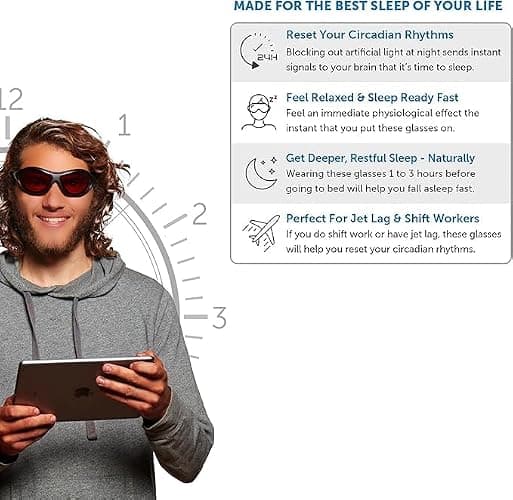 SafetyBlue Sleep Savior Deluxe Ultra with Head Strap - Red Night Glasses - Red Light Glasses for Better Sleep thumbnail 5