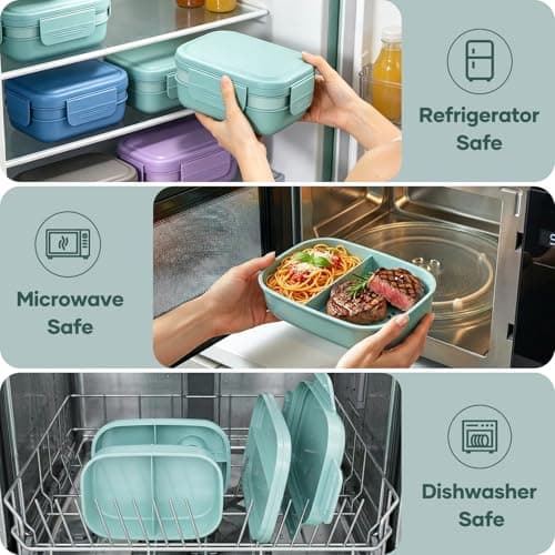 HOMETALL Bento Box Adult with Insulated Lunch Bag - 3 Stackable Leak-Proof Lunch Box Containers for Women & Men - BPA Free Lunchbox with Utensil Set (Spoon, Knife, Fork) for Work, Picnic, Dining Out thumbnail 6