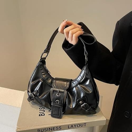 TJHDSF Y2K Bag, Vintage Tasche, Vintage Bag, Damen Umhängetasche PU-Leder | Y2K Tasche, Vintage Handtasche Damen, ästhetische Punk-Stil Tasche, 2000s Retro Design, Geschenkidee thumbnail 2