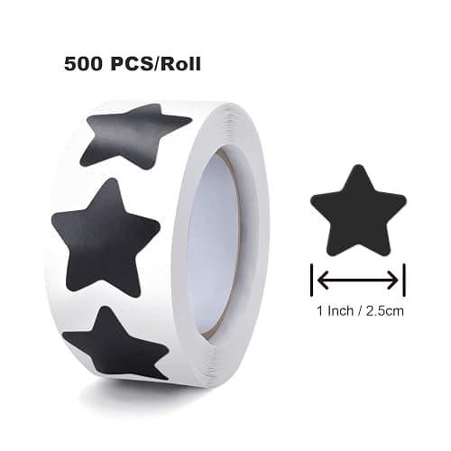 Meitaat Black Star Stickers Roll 1 Inch Self-Adhesive Stars Labels Waterproof Removable for Children Teacher Business 500 PCS thumbnail 7