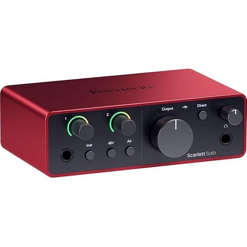 Rode NT1 Signature Series Black Recording Bundle with Focusrite Scarlett Solo Interface, StreamEye Cans50 Headphones, and On-Stage MS7701B Floor Stand — 4 dBA Self-Noise, 48V Phantom Power, Air Mode thumbnail 4